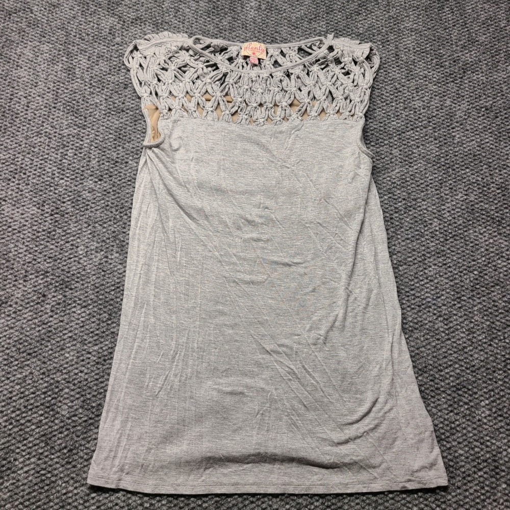 Plenty by Tracy Reese Gray Macrame Crochet Yoke Sleeveless Tank Top Petite P